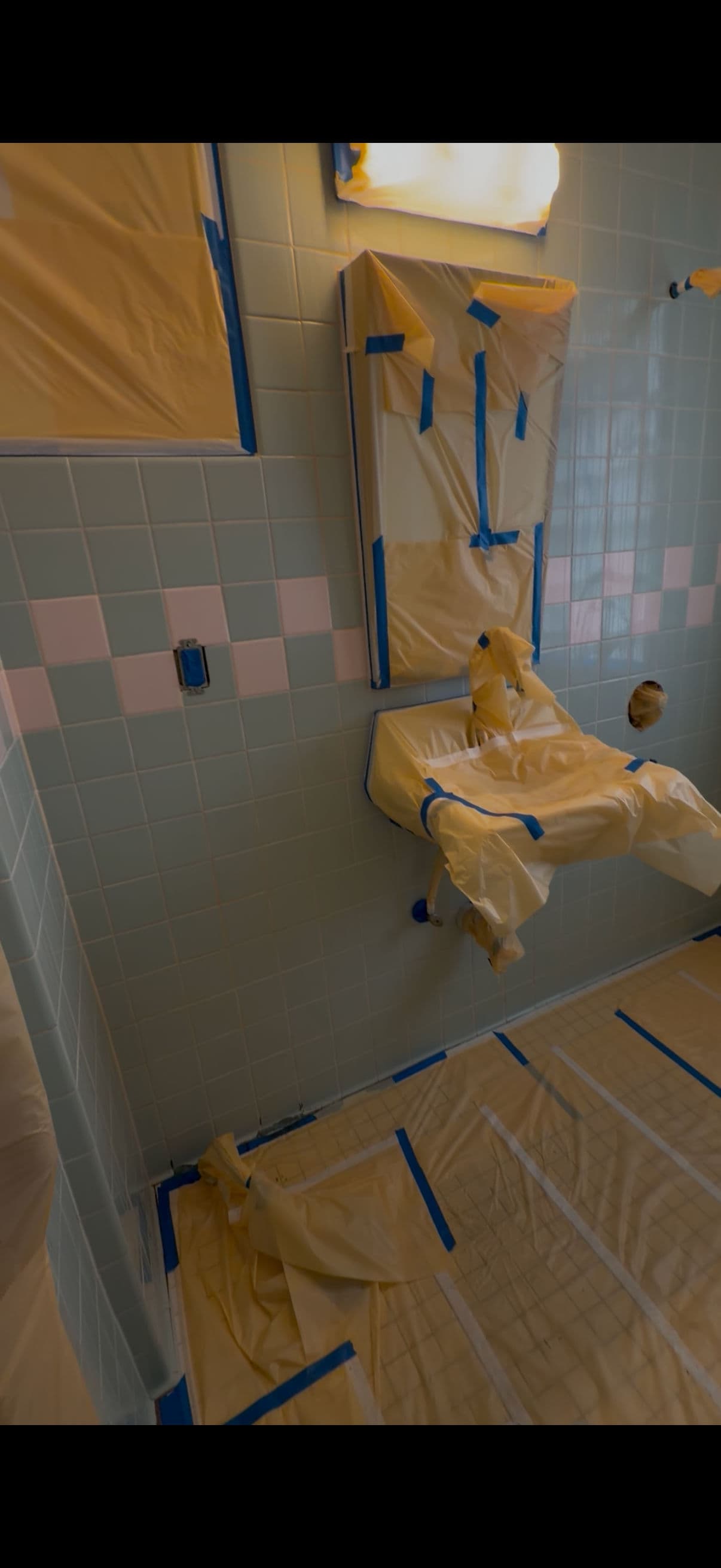 Dated Pink and Gray Tile Gets a Full Bathroom Refinish